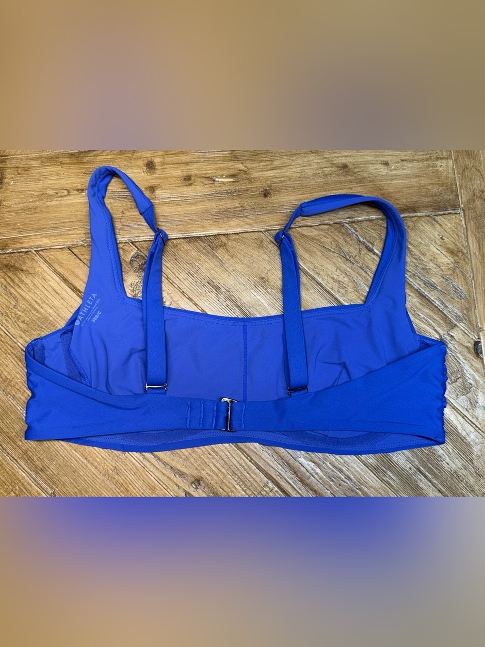 Athleta Electric Blue Square Neck Bikini Swim Top w/ Cups Size 38B/C - Picture 3 of 9